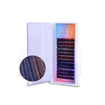 

Korean mink individual grafting color false eyelashes purple blue brown green red gradient color eyelashes extension 5 colors