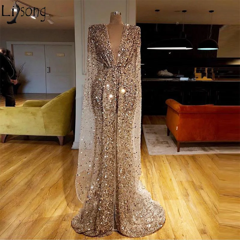 Elegant Deep V Neck Evening Dress