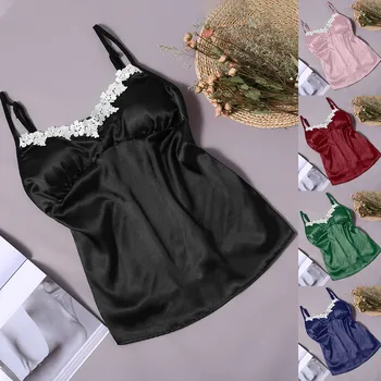 

Silk camisole Satin Sleepwear Women Ladies Nightwear Nightdress Sexy Lingerie with Chest Pads Intimates#p2