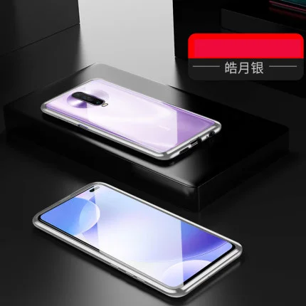 Для Xiaomi Redmi K30 pro металлическая двухсторонняя задняя крышка из закаленного стекла Redmi K30 pro 5G Алюминиевый прозрачный чехол - Цвет: Серебристый