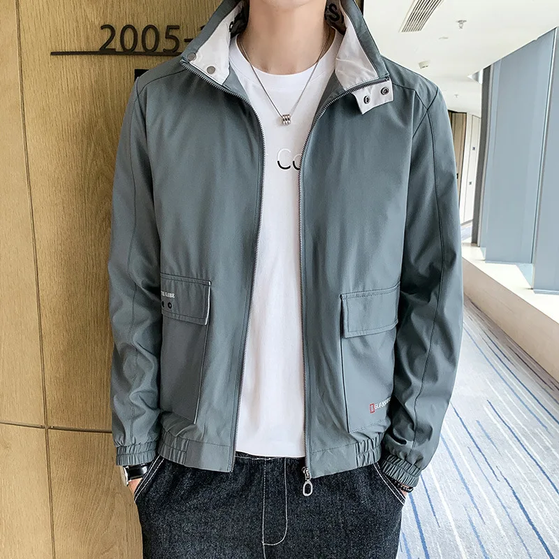 

Autumn Clothing Men Fashion Casual Jacket Students Solid Color Long Sleeve Loose-Fit Baseball Uniform 2020 New Style MEN'S Outer