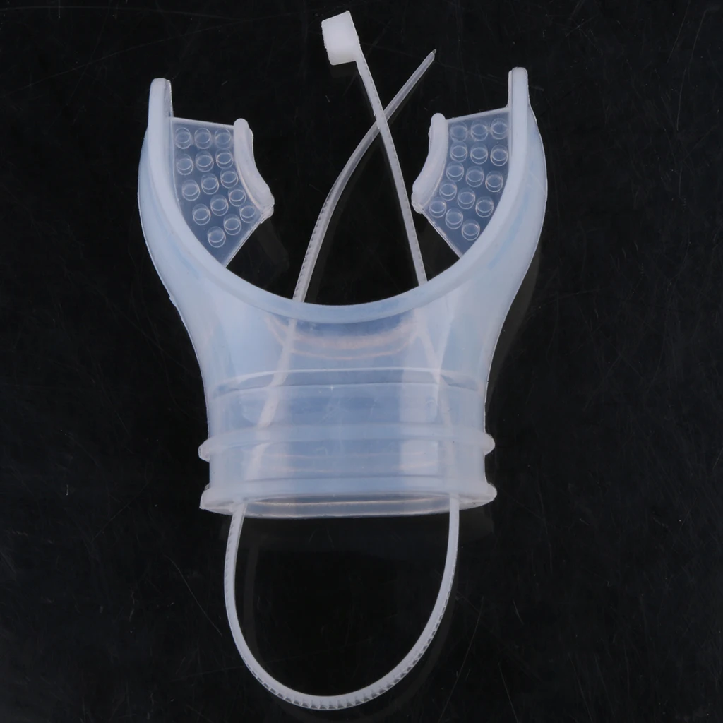 2 Pieces Soft Black + Clear Silicone Scuba Dive Tube Mouthpiece Regulator & Hose Holder Retainer Clip Gear Equipment