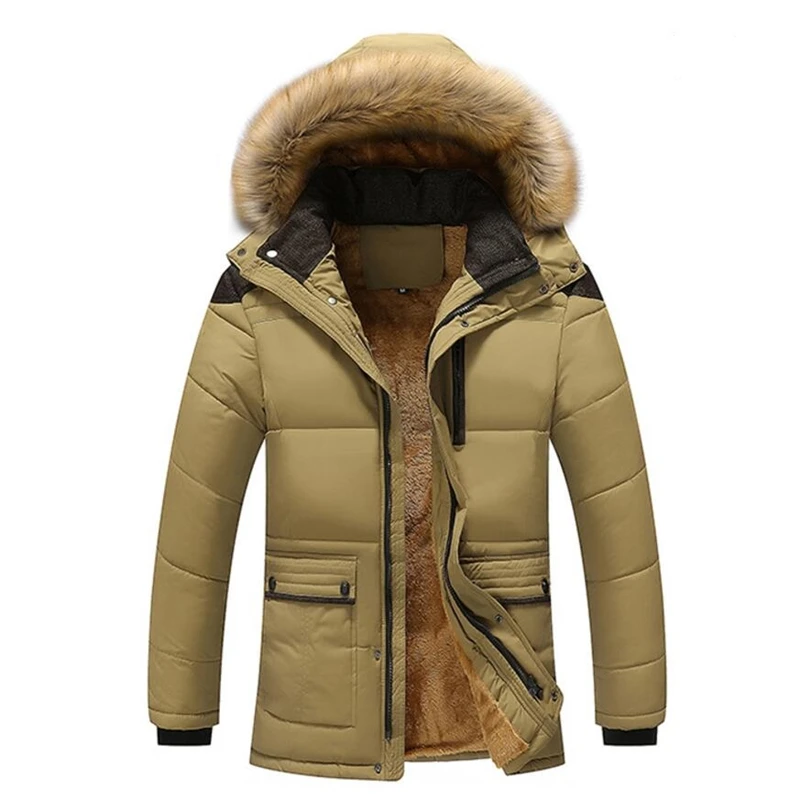 Зимняя куртка мужская Повседневная Длинная толстая теплые парки с меховым капюшоном пальто с хлопковой подкладкой военная куртка мужская Размер 5XL