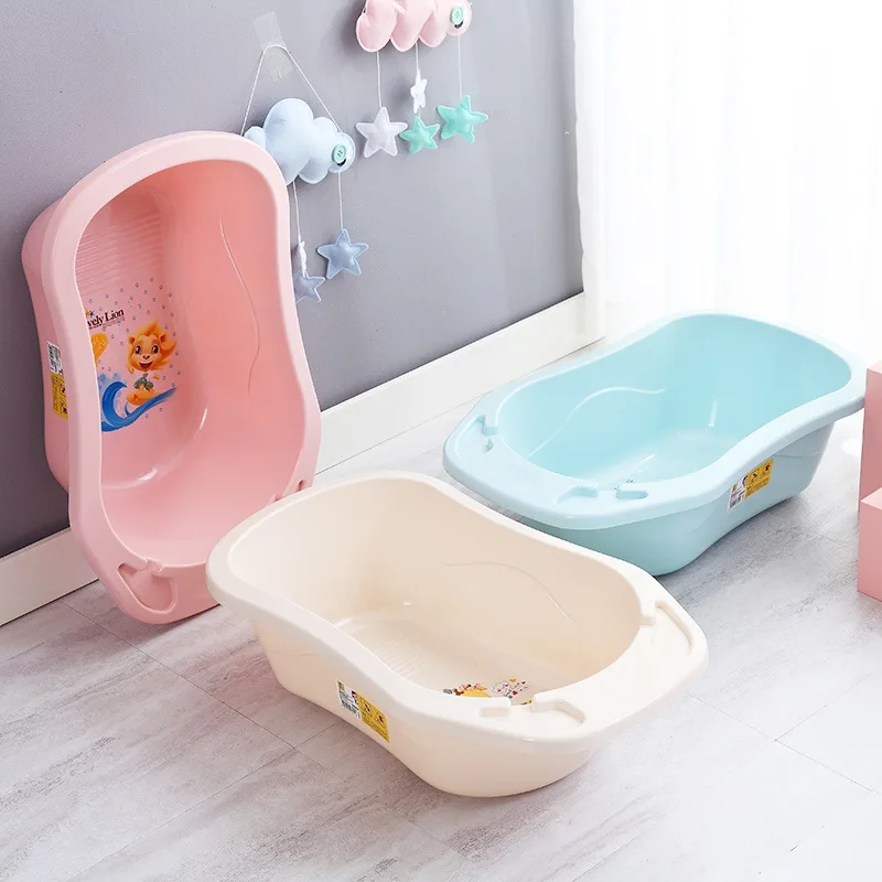 

Plastic Pots Small Infant Child-Slip Mat Primary Bath Basin Baby Bathtub Lying Washbasin Holder String Bag Bath