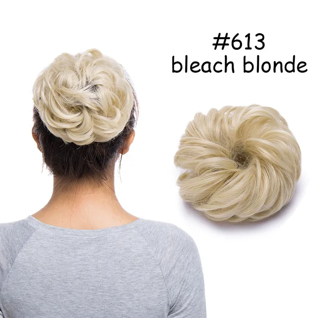 BENEHAIR Messy Hair Bun Scrunchy Curly Hair Chignon Women Chignon Synthetic Hair Extensions Updo Donut Hairpieces Fake Hair bleach blonde