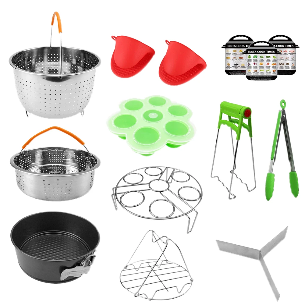 

14PCS Baking Oven Mitts Non Stick Home Air Fryer Steamer Basket Multipurpose Mold Pressure Cooker Accessories Set Kitchen