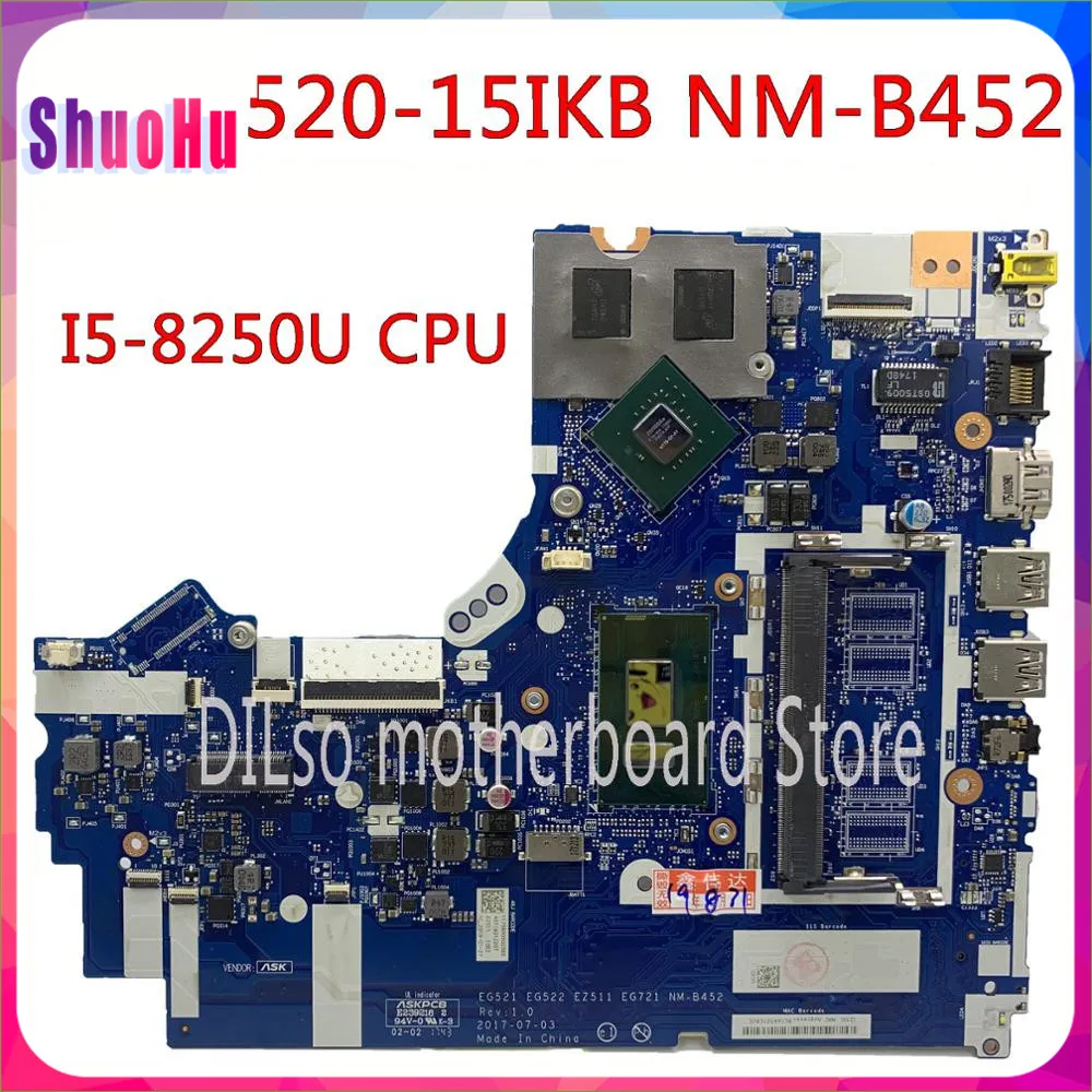 KEFU NM-B452 Mainboard For Lenovo 320-15IKB 520-15IKB Motherboard Thinkpad DDR4 HM87 Intel I5-8250U CPU 100% Test Original | Запчасти для