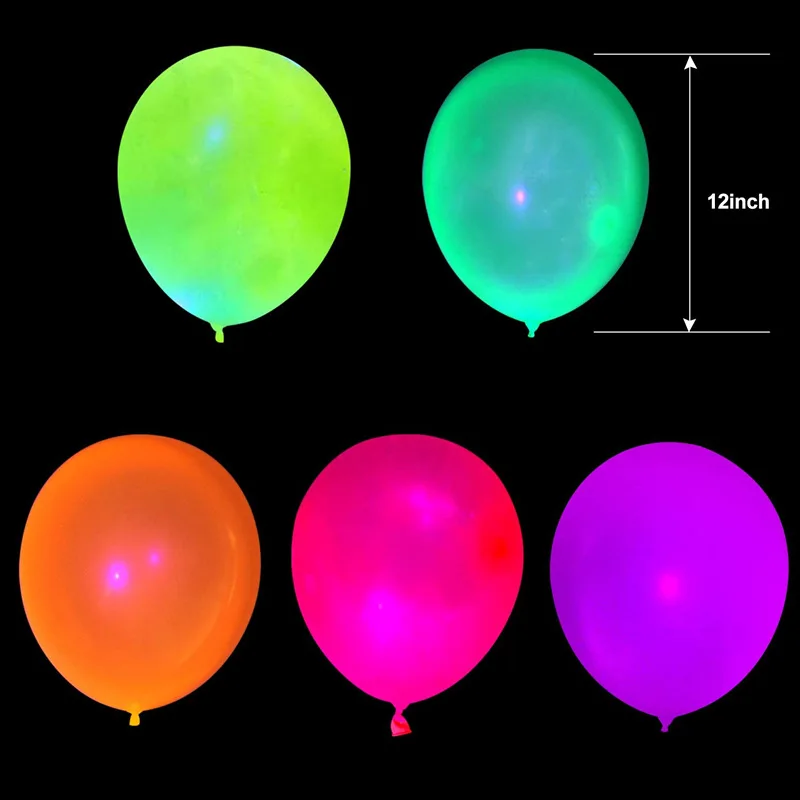 1 Set Glowing Luftballons Bogen Schwarz Neon Globos Glow Ballon Girlande für Baby Dusche Hochzeit Geburtstag Party Neon Decoratiions – Detail 4