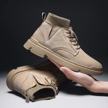 

Fall/winter men's shoes high top shoes Martin boots tooling boots motorcycle boots retro men's shoes trendy shoes