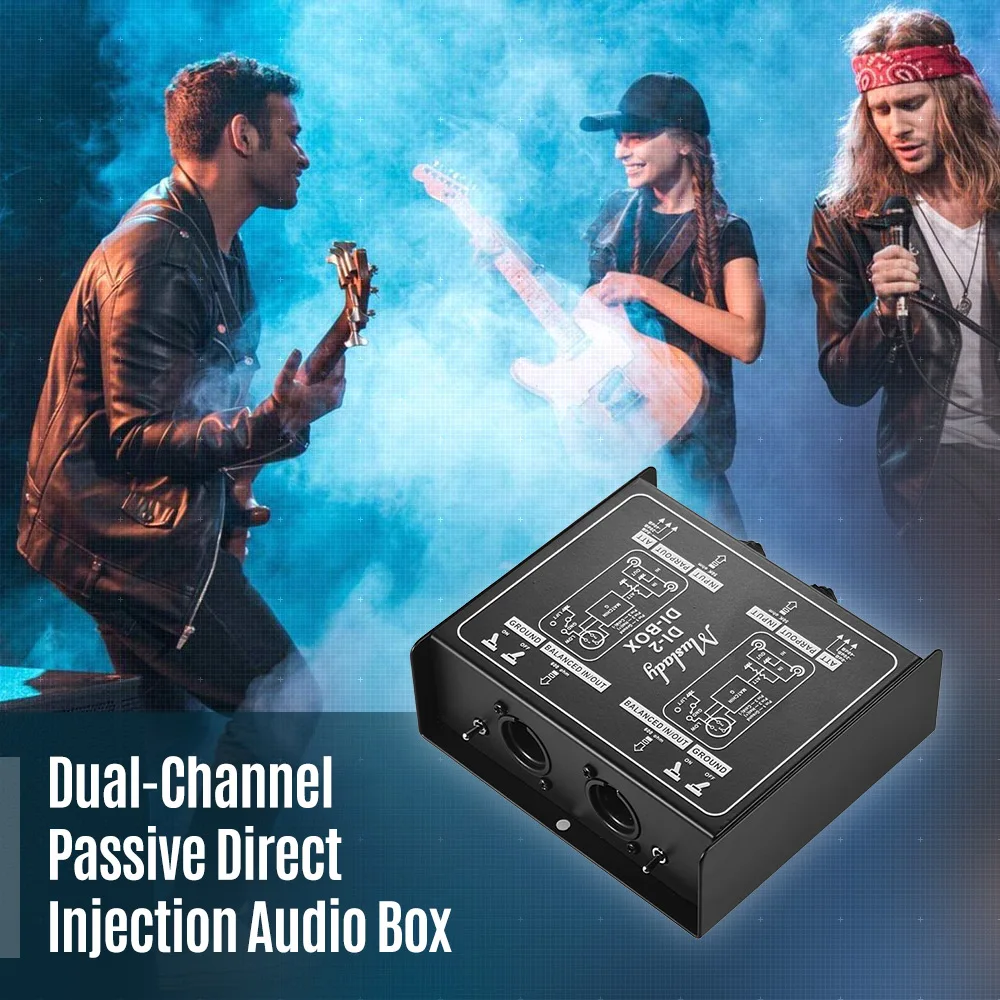 Muslady DI 2 Профессиональный двухканальный пассивный Box прямой впрыск аудио коробка