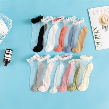 

Women's Ankle Socks Transparent Invisible Socks Summer No Show Ankle half Lace Socks Non-slip Mesh Sheer Half Thin Socks