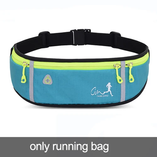 only skyblue bag Профессиональная сумка для бега на открытом воздухе, сумка для телефона, противоугонная сумка, пояс для бега, поясные сумки, водонепроницаемый ремень для мужчин и женщин, для спортзала, с бутылкой для воды - Цвет: only skyblue bag