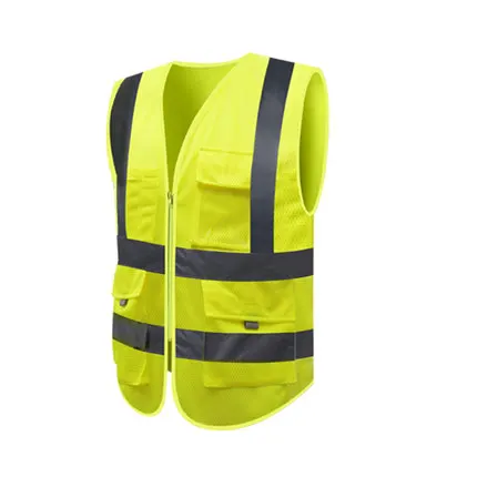 SFvest HI VIS VIZ жилет руководителя высокой видимости светоотражающий сетчатый жилет Мульти-карман жилет безопасности со светоотражающими полосками сетчатый жилет - Цвет: Yellow