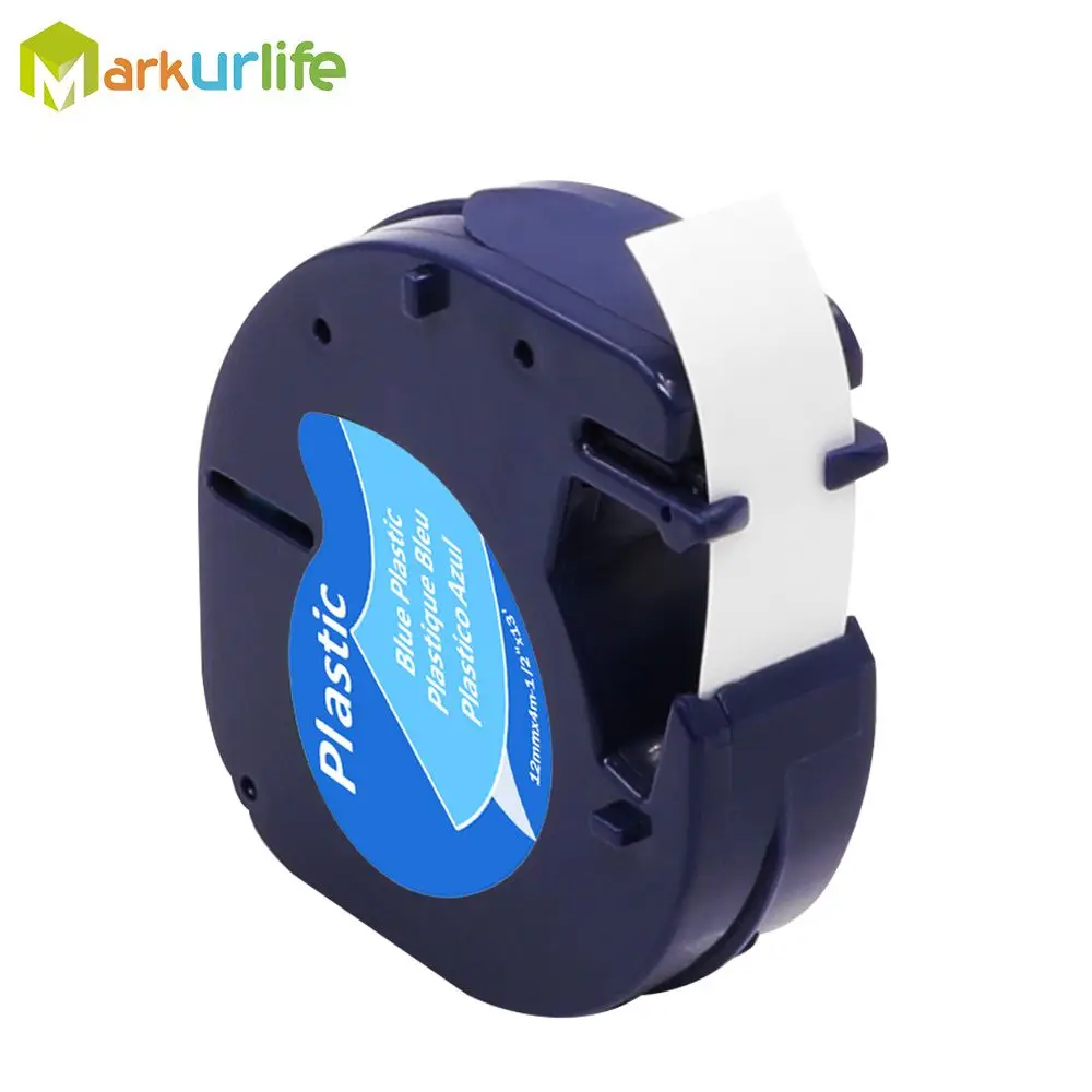 Black on Blue 1 шт. совместимый для DYMO LetraTag запечатанных лент 12 мм 12267 91200 91201 92102 91203 91204 91205 для принтер для этикеток DYMO чайник - Цвет: Black on Blue