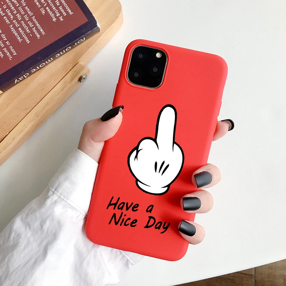 Забавный чехол для телефона с рисунком пальца для iPhone 11 Pro Max 6s 7 8 Plus Мягкий ТПУ чехол с мультяшным котом для iPhone X XR XS Max задняя крышка - Цвет: 06