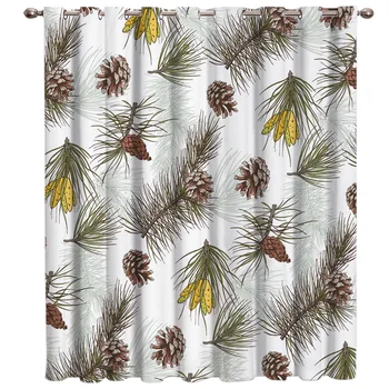 

Pine Cone Merry Christams Curtains for Windows Drapes Modern Printing Curtain For Living Room Bedroom