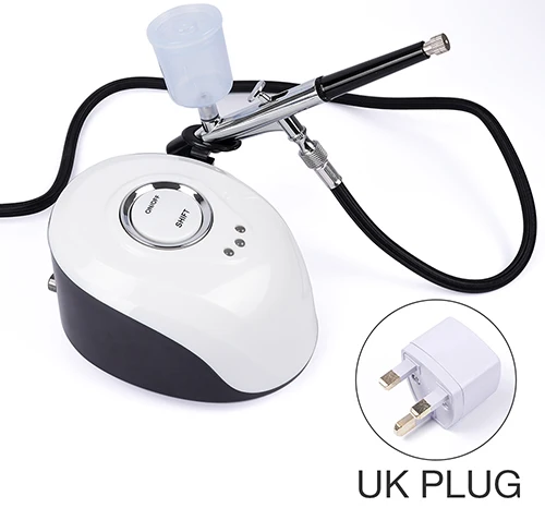 UK Plug Big Iebilif мини аэрограф для лица спрей компрессор с высоким давлением воды кислородный метр аэрограф тату краска для лица распылитель небулайзер - Цвет: UK Plug Big