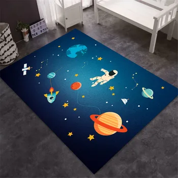

Nordic Blue Space Carpet Kids Cartoon Planet Universe Carpet For Bedroom Anti-slip Washable Bedside Mat Area Rug Bath Floor Mat
