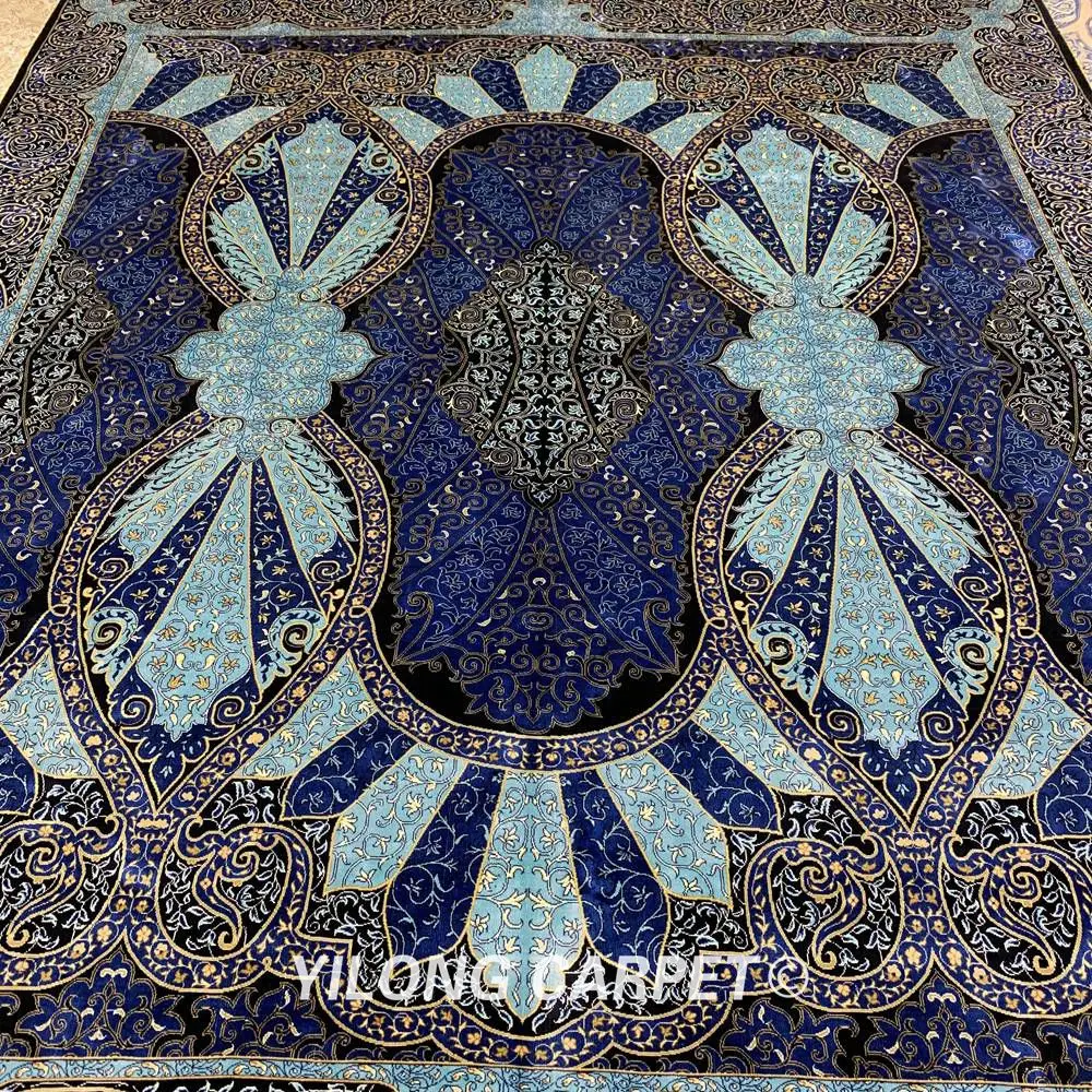 Yilong 8'x11' ковер в восточном стиле цветочные антикварные синие двойные узлы ковер ручной работы (TJ119A)