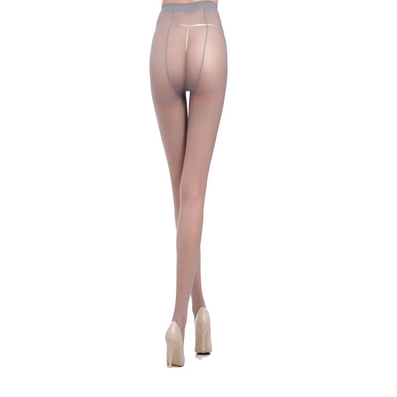 Plus crotch-Gray FENNASI, одноцветные женские колготки, женские ультра-тонкие невидимые колготки, сексуальные, высокая эластичность, дышащие колготки размера плюс - Цвет: Plus crotch-Gray