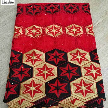 

African Nigerian Lace Fabric 2020 High Quality 100% Cotton Fabric 5Yards Embroidery French Net Laces For Party Dress G26-29