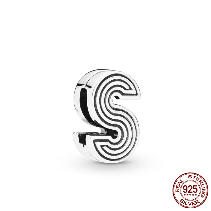 

2019 New Arrival 100% 925 Sterling Silver Beads, Letter S Clip Charms fit Original Pandora Reflexion Bracelets Women DIY Jewelry