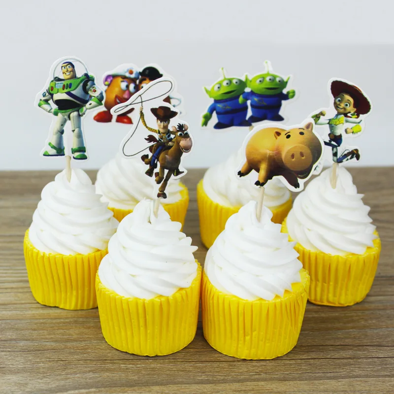 24 шт. Toy Story тема Торт Топперы Дети День рождения украшения кекс топперы для детского душа вечерние принадлежности