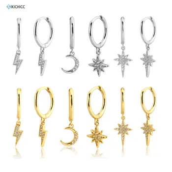 

Kikichicc 925 Sterling Silver Gold Drop Earring Lightting Moon Snowflower Charm Zircon CZ Luxury Jewelry Piercing Pendiente