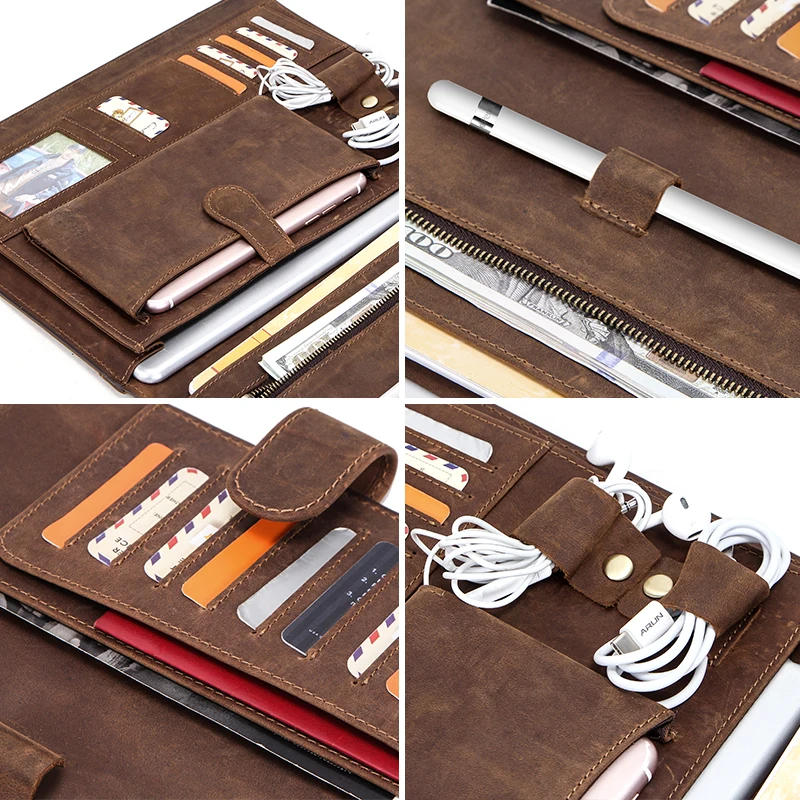 Ретро чехол из натуральной кожи для нового iPad 10," Padfolio Organizer для iPad Pro 10,5" 1" защитный чехол для паспорта