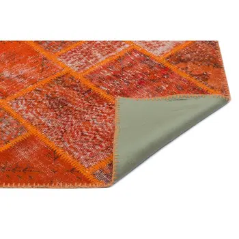 

Handmade Orange Vintage Overdyed Patchwork Area Rug 120x180 Cm-3'11''X5'11''