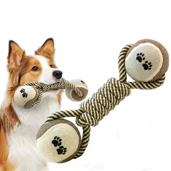 

Rubber Tennis Cotton Rope Dumbbell Pet Interactive Toy Dog Molars Supplies Durable Chewing Tool Quality Pet Dog Toy Clean Teeth
