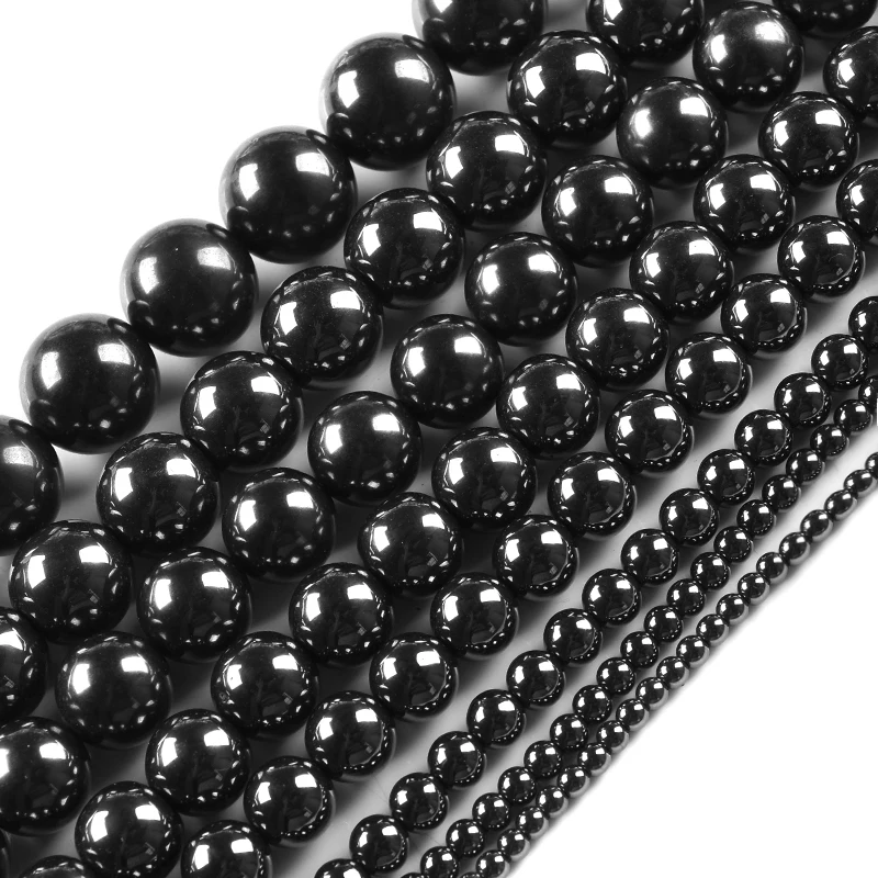 

Top quality Natural Stone Black Hematite beads Round Loose bead Stone ball Selectable 4/6/8/10MM For Jewelry bracelet Making