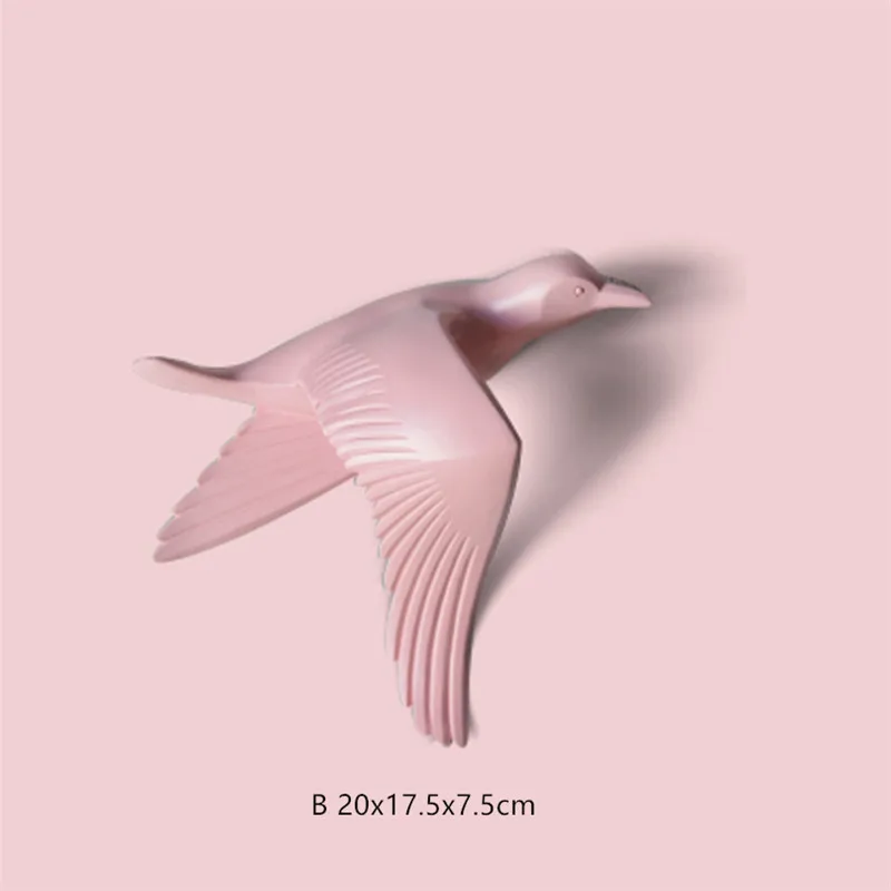 Европейский Креативный резиновый Настенный 3D орнамент в виде чайки, птицы, Настенная Наклейка для гостиной, телевизора, фоновое украшение, подвеска в виде животного - Цвет: Pink B