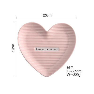 Big Pink plate 1 шт. керамическая миска в форме сердца, тарелка для суфле, пудинг, миска для закусок, посуда, фарфоровая десертная тарелка, пара посуды - Цвет: Big Pink plate
