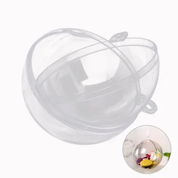 

20pcs Plastic Transparent Hollow Round Candy Box Ball Shaped Small Gift Box for Wedding Party Favors (6cm)