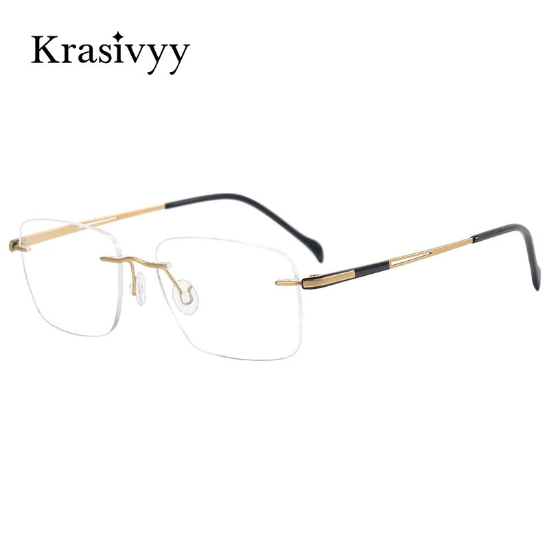 

Krasivyy Pure Titanium Square Rimless Glasses Frames Men Ultralight Myopia Prescription Eyeglasses Women Brand Optical Eyewear