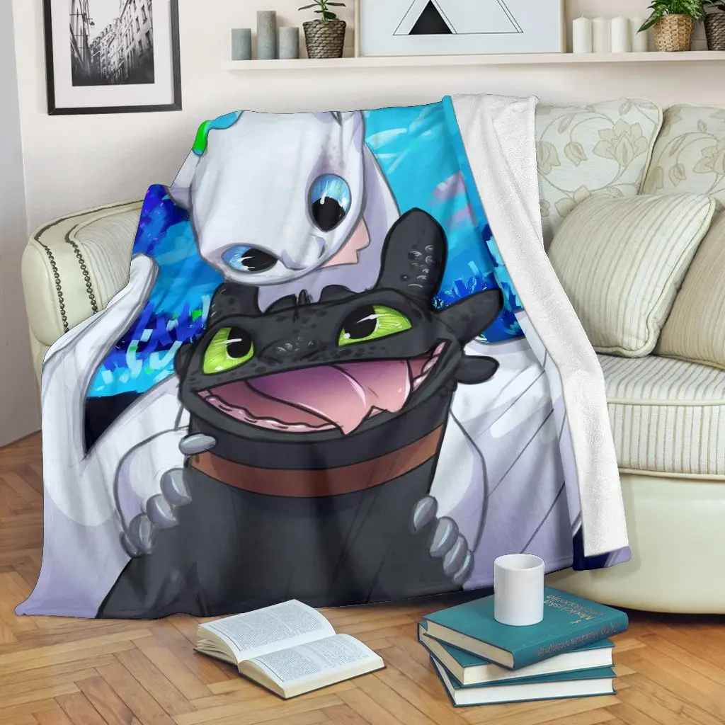 

Toothless and light fury Fleece Blanket Plush 3d Printed for Adults Sofa Sherpa Fleece Bedspread Wrap Throw Blanket style-3