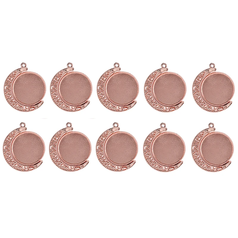 rose gold 10 шт. Двусторонняя основа Подвески Кабошон 18/25 мм круглый для изготовления ювелирных изделий - Цвет: rose gold