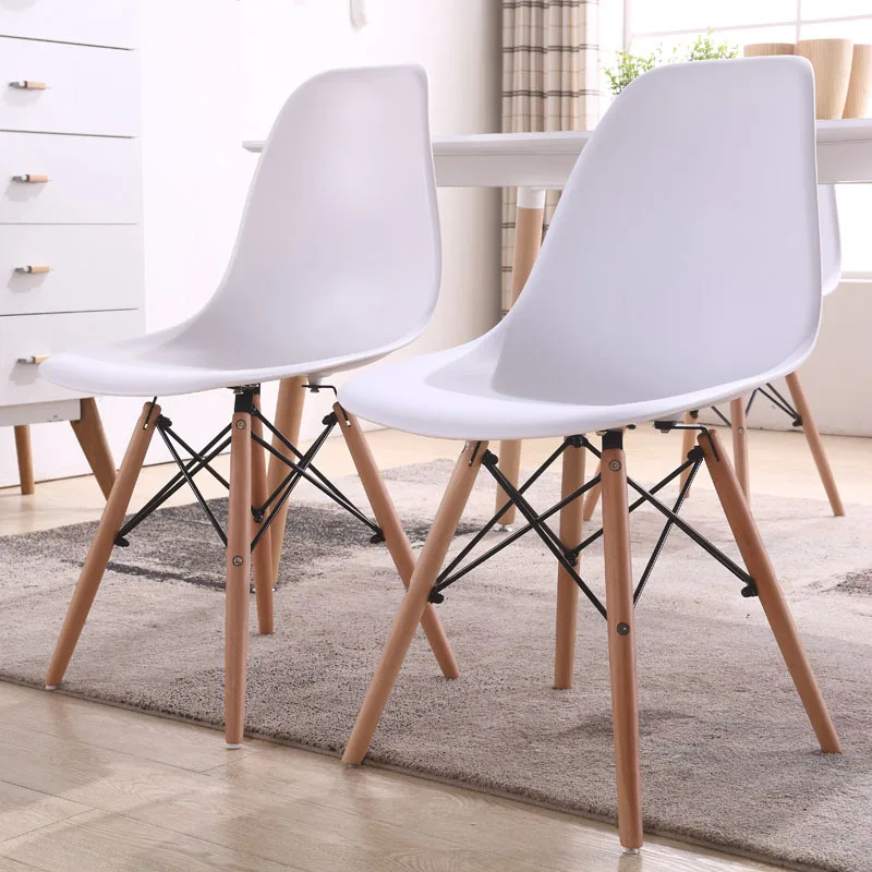 

Northern European-Style Eames Plastic Household Modern Minimalist Chair Computer Stool Backrest-Style Creative Dining Chair Hote