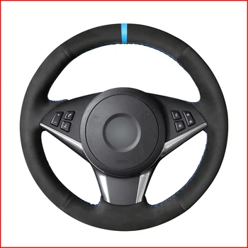 

MEWANT Black Suede Steering Wheel Cover for BMW E60 530d 545i 550i E61 Touring 2005-2009 E63 E64 630i 645Ci 650i 2004-2009