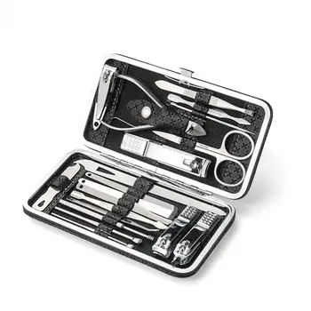 

19Pcs/Set Metal Nail Toe Clippers Manicure Trimmer Professional Scissors Suit With Box Face Hand Care Pedicure Tools