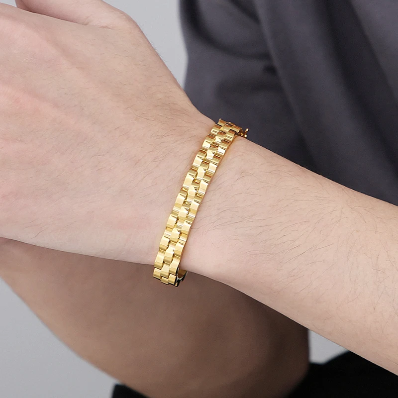 Men's 9MM Wide Cuff Bangle Bracelet For Men On Hand Wrist