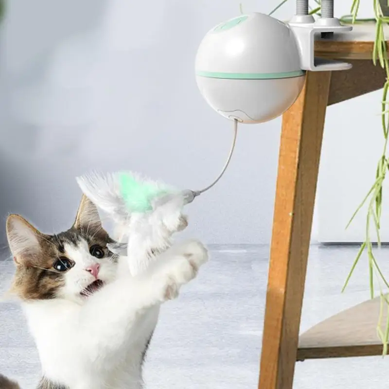 Electronic Motion Cat Toy Cat Teaser Toy Yo-Yo Lifting Ball Electric Flutter Rotating Interactive Puzzle Smart Pet Cat Ball Toy