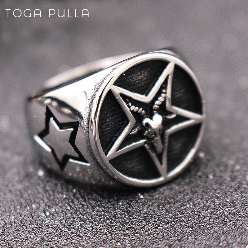 Мужское байкерское кольцо s Goat Pentagram 316L Sainless Steel Satanic Devil Dmon Star Baphomet Punk Rock Biker Jewelry |