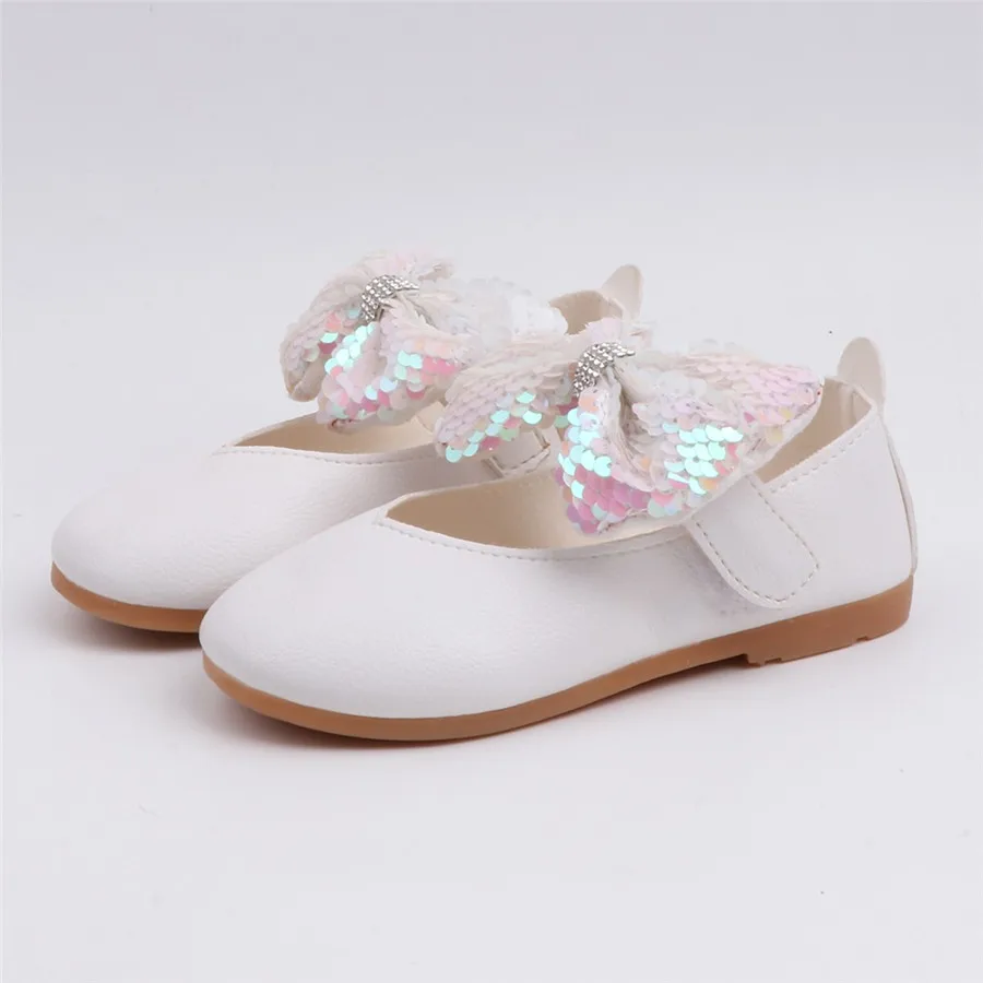Girls solid color sequins rhinestones bow princess shoes baby girl cute dance shoes casual shoes single non-slip bow shoes 35A14 (20)