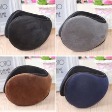 Unissex plush earmuffs mulher homem inverno quente earmuff preto 10cm orelha envoltório acessórios
