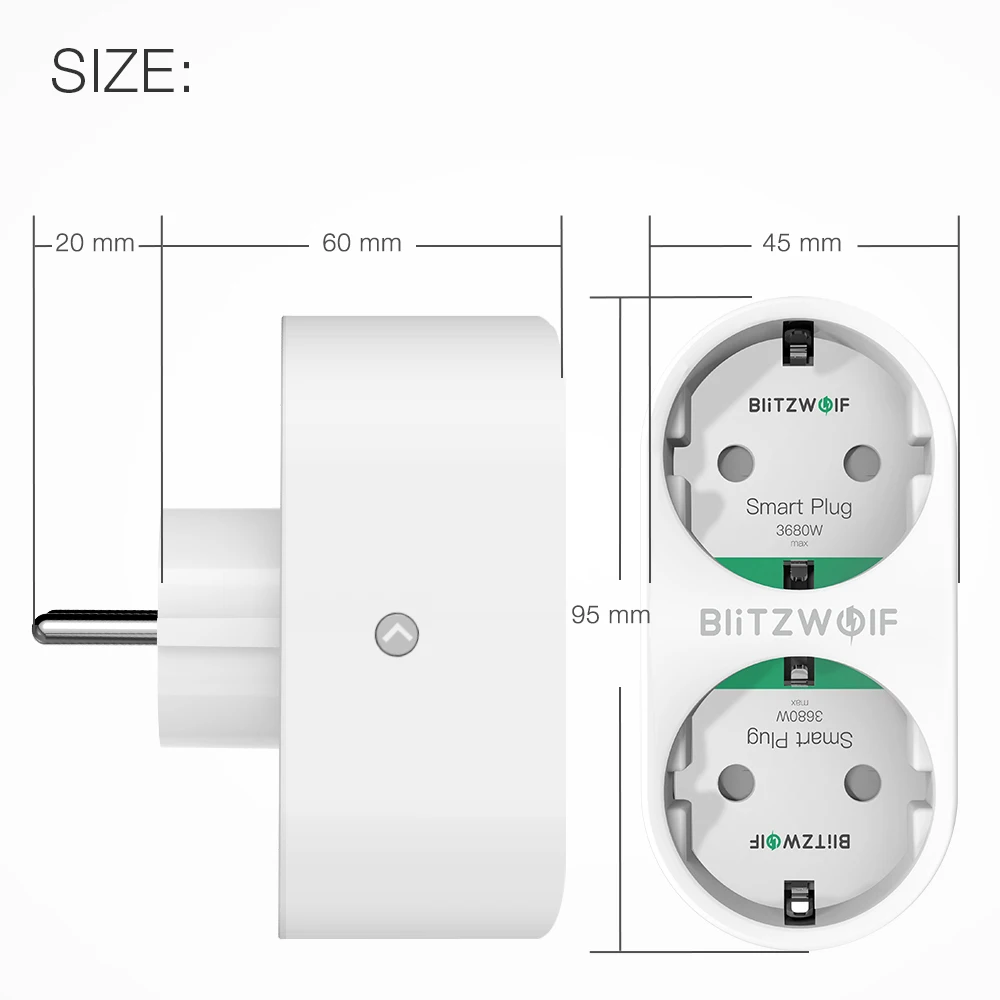  BlitzWolf BW-SHP7 16A 2 IN 1 Dual EU Plug Smart WIFI Socket Switch Remote Control Switch Timer Work - 4000210681347