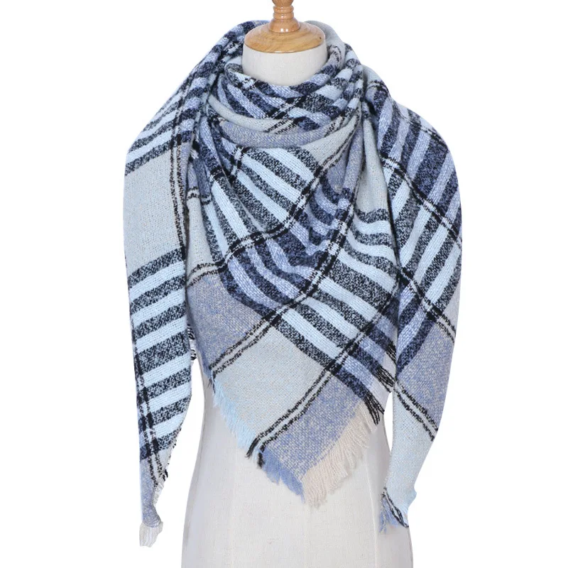 2019 new designer brand women cashmere scarf triangle winter scarves lady shawls and wraps knit blanket neck striped foulard (11)