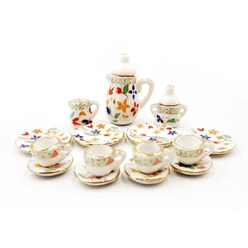 

Mini Flower Ceramic Tea Set Pocket Ceramic Miniature Flower Tableware Children Kitchen Porcelain Tea Cup Set Toy