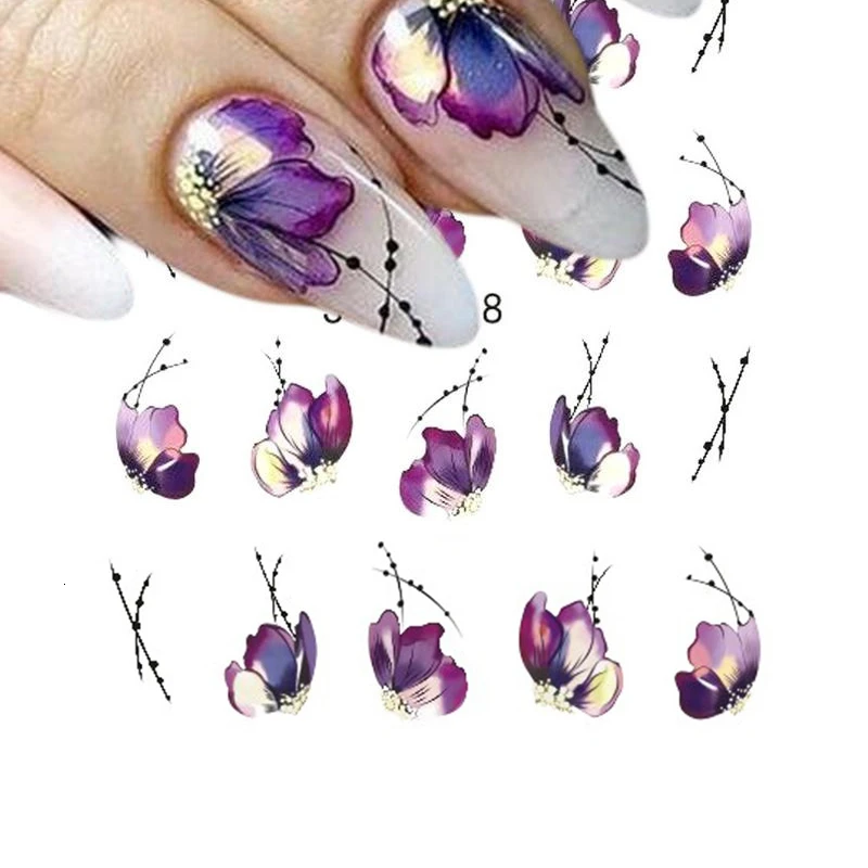 

1 Sheets Flower Butterfly Bow Designs Nails Stickers Art Nail Sticker Decorations Manicure Tips Tools Applique Diy Decoration